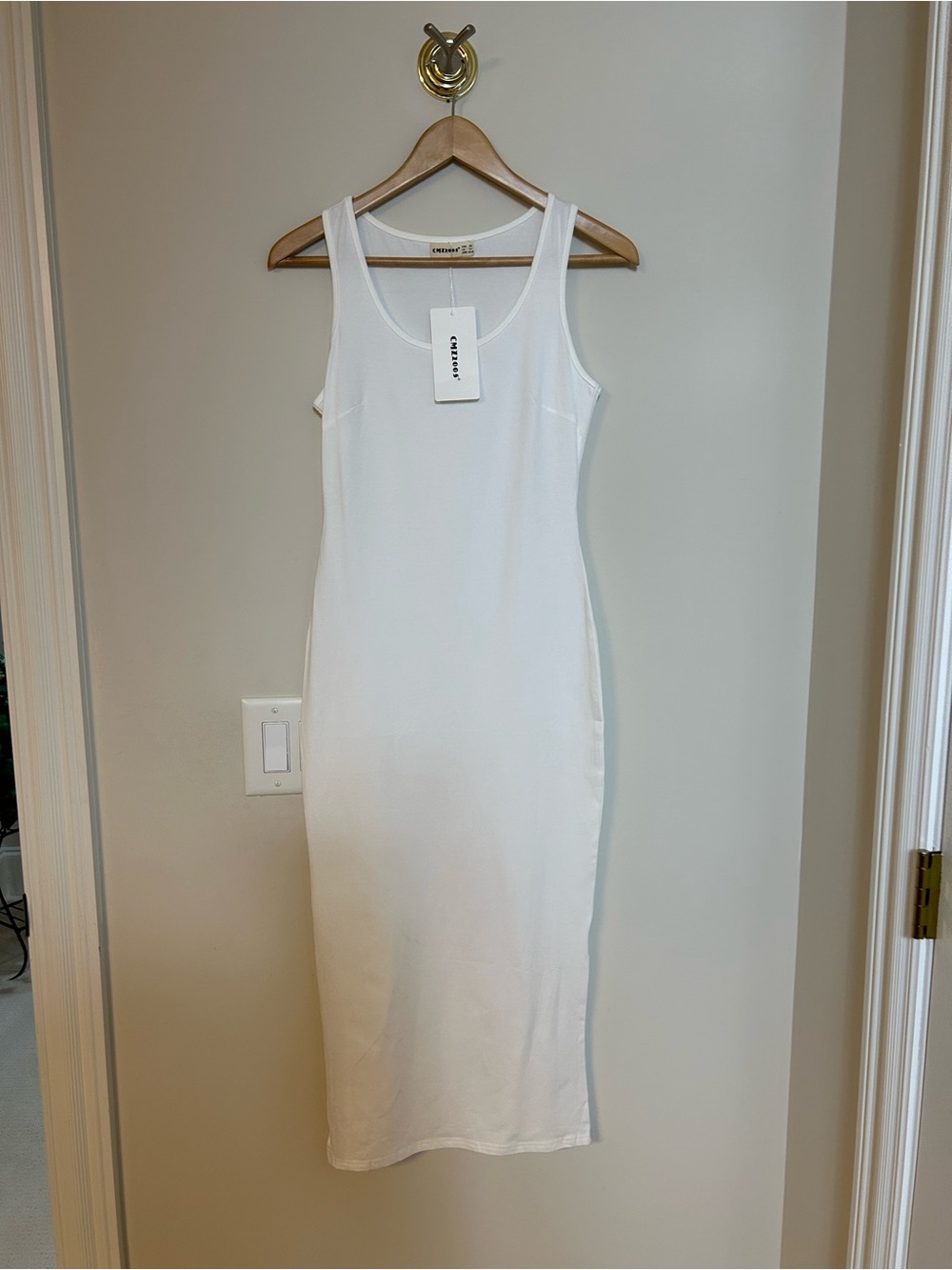 Crewneck White T-Shirt Maxi Dress by CMZ2005